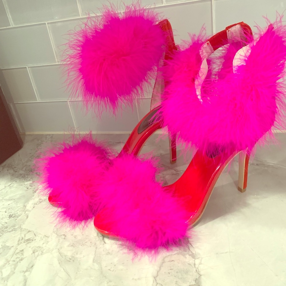 Jeffery Campbell pink fur heel